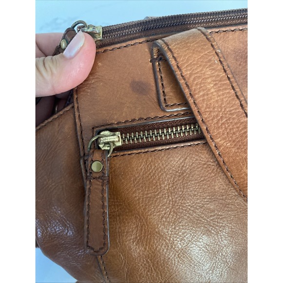 Fossil Tessa Chestnut Brown Pebble Leather Boho Crossbody Bag Purse Satchel EUC - Picture 8 of 16